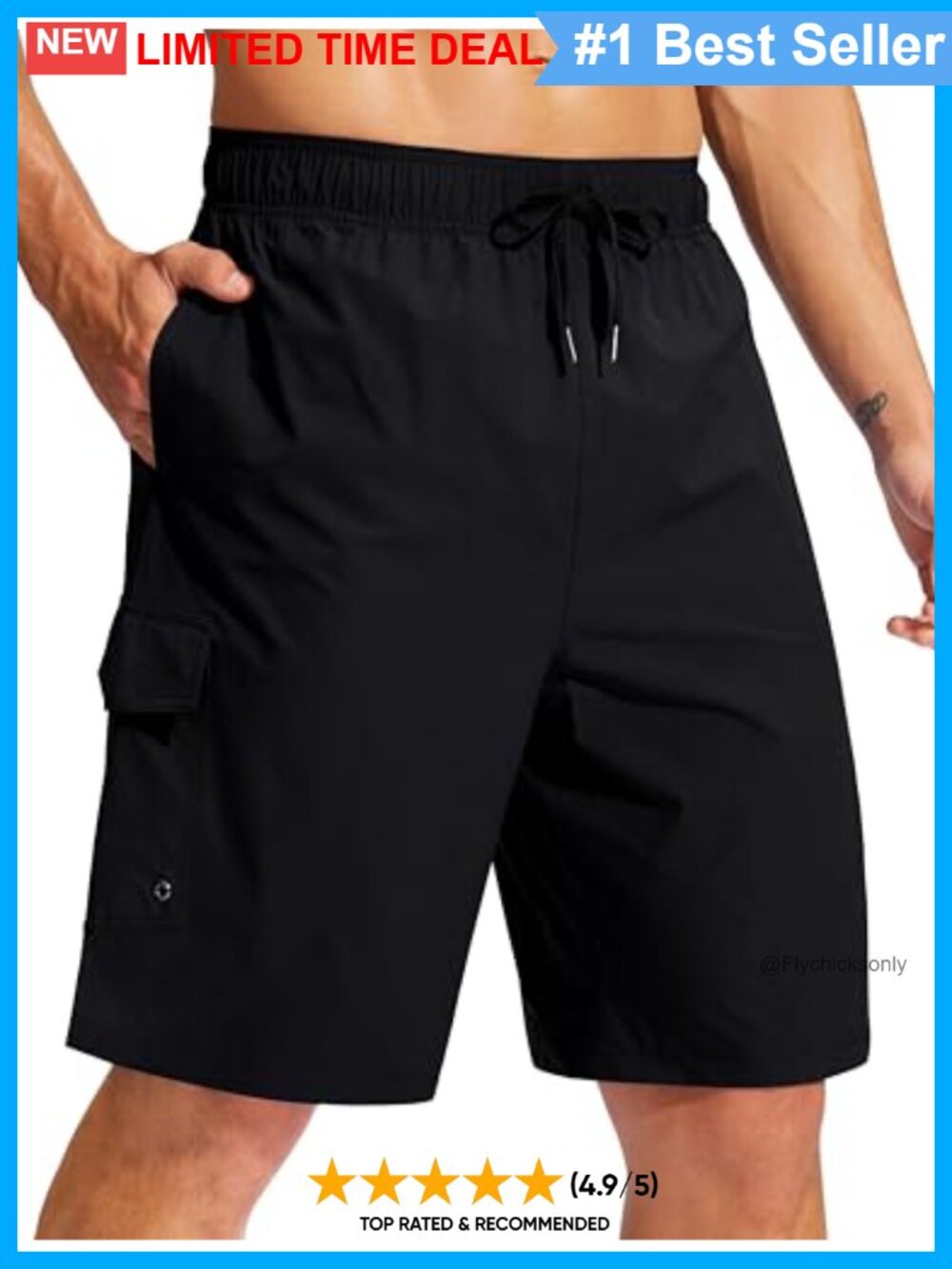 Men's Swim Trunks No Liner 9" Board Shorts Quick Dry Drawstring